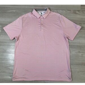 AndersonOrd Mens Pink White Stripe Performance Golf Polo Shirt 2XL